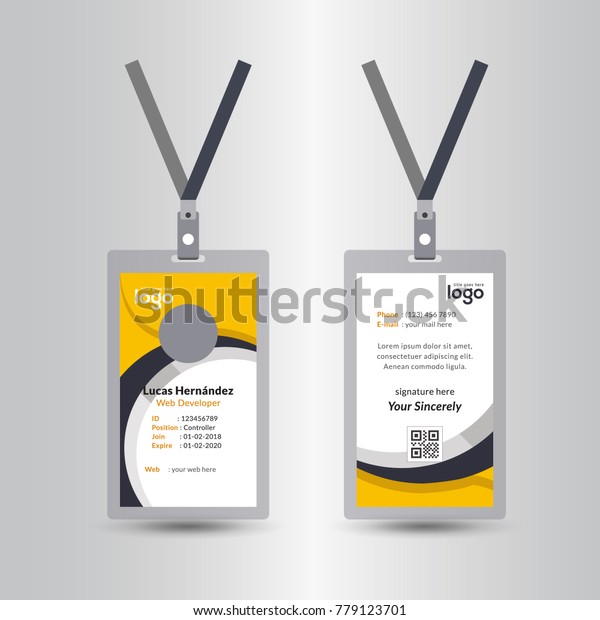 Creative Simple Yellow Black Id Card Stock Vector Royalty Free 779123701