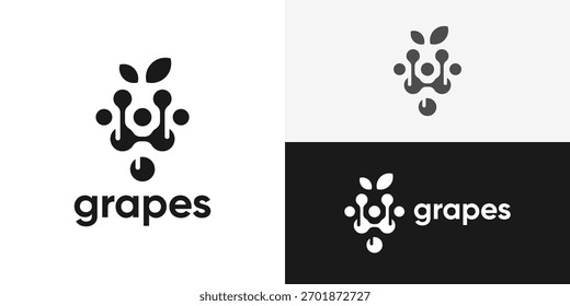 Plantilla creativa del logotipo de uvas simples. Ilustración vectorial de diseño de logotipo de bodega.
