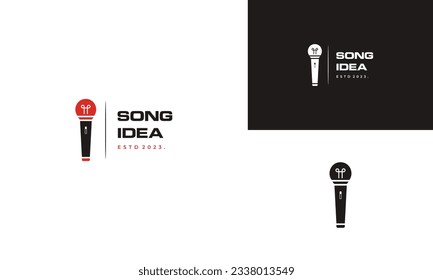 creative singer logo design, microphone combine with lamp logo modern concept