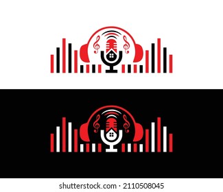 Creative Singer Music And Audio Record Logo Design With Headphones Symbol Concept Vector.