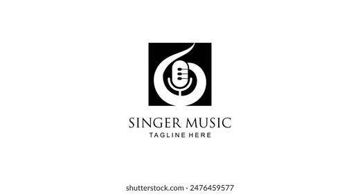 Diseño creativo del logotipo de la música del cantante con el concepto único, Vector premium