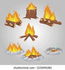 Creative six type Fire wood vector illustration design