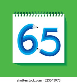 creative sixty five number created with pencil vector illustration 