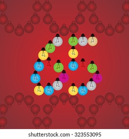 creative sixty five numeric number created with bulb
