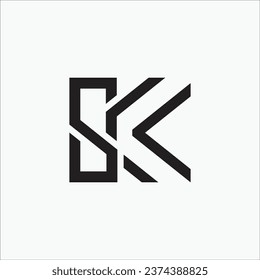 Creative SK or KS initial monogram elegant line art pattern modern brand unique logo design