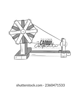 Creative sketch Banner,poster illustration of gandhi jayanti with indian background.
