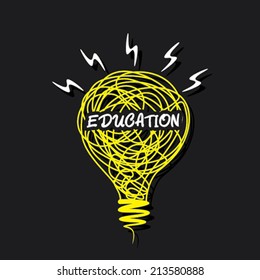 creative sketch bulb with education word on bulb design concept vector