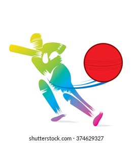 creative sketch cricket player hit ball design vector