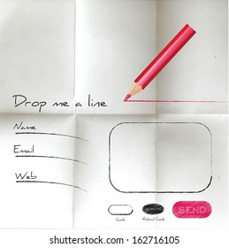 Creative sketch web form on creased paper