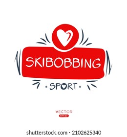 Creative (Skibobbing) Sport sticker, logo template, vector illustration.