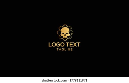 Creative Skull Gear, Golden skull Icon Logo Design Illustration	