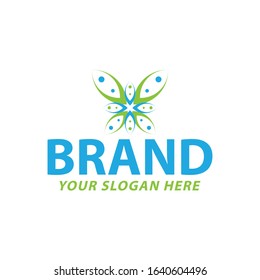 Creative Sky Blue Butterfly Logo Design, Vector