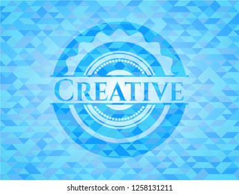 Creative sky blue mosaic emblem
