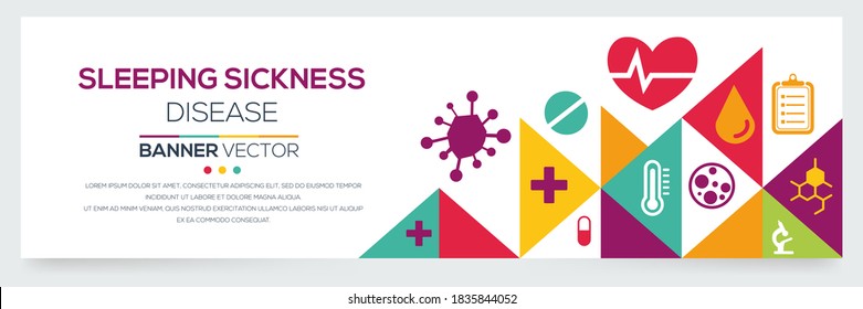 Creative (Sleeping Sickness) disease Banner Word with Icons ,Vector illustration.	