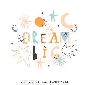 Creative slogan design for kids. Vector illustration.