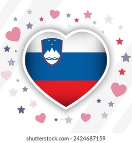 Icono creativo del corazón de la bandera de Eslovenia