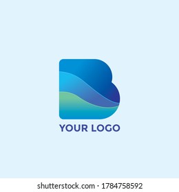 Diseño creativo de logotipo de letra B con formas, degradado, color lleno.
