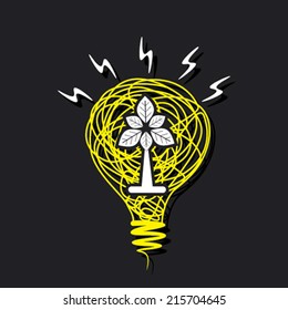 creative small plant in sketch bulb vector