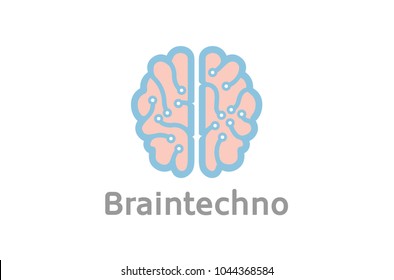 Creative Smart Blue Pinky Brain Technology Logo Design Illustration