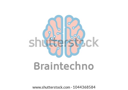 Creative Smart Blue Pinky Brain Technology Logo Design Illustration
