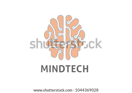 Creative Smart Blue Pinky Brain Technology  Logo Design Illustration