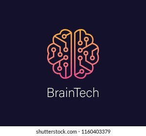 Creative Smart Brain Tech Logo Design Illustration