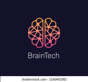 Creative Smart Brain Tech Logo Design Illustration