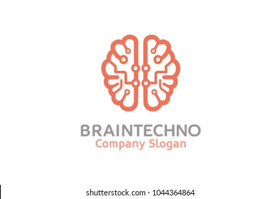 Creative Smart Brain Technology Logo Symbol Design Illustration