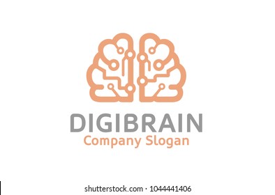 Creative Smart Brain Technology Logo Design Illustration