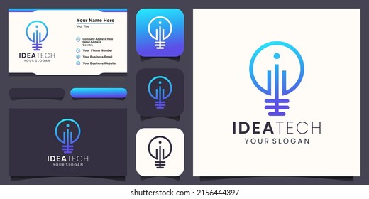 creativo icono del logotipo de la lámpara inteligente y diseño de tarjeta de visita.
