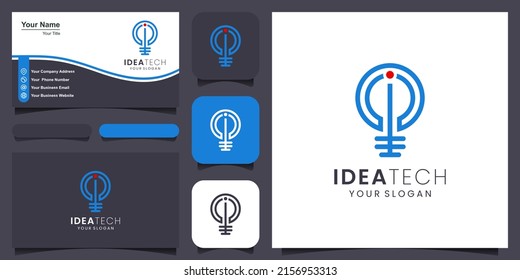 creative Smart bulb lamp logo icon and business card design .