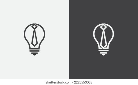 Creative Smart Bulb Lamp with Tie Logo Bundle Set Concept sign icon symbol Element Design. Light, Business Logotype. Vector illustration template  