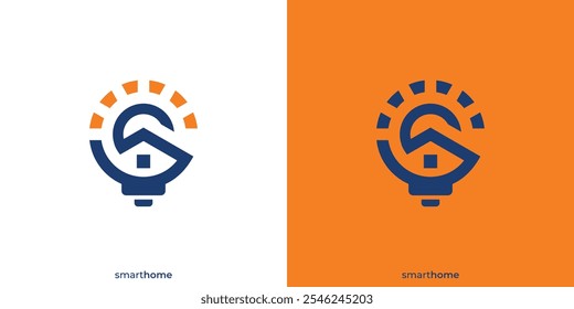 Creative Smart Home Logo. Home and Lightbulb with Minimalist Style. Home Sun Logo, Icon, Symbol, Vector, Design Inspiration.