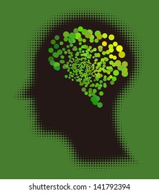 Creative, smart, imaginative brain. Colorful design vector idea.