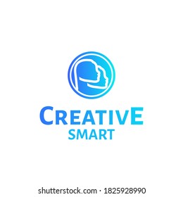 Creative Smart Logo Design,  Head logo concept, smart design, intelligence people, super brain power, education people logo