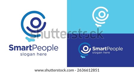 Creative smart people logo template. Abstract lightbulb with people logo design vector illustration.