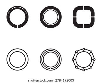 Creative smart ring wearable technology icon set crafted for fitness tracking innovation and futuristic digital device applications