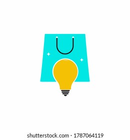 Creative Smart Shopping with Light Bulb Vector Icon Illustration stock illustration