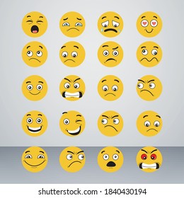 Creative smile, Crying, laughing, worrying, sad vector yellow colour emoji designs