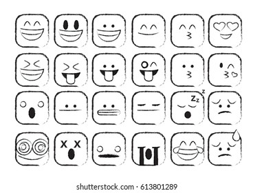 Creative smile day cartoon emotions set in squares. Different  emoticon collection