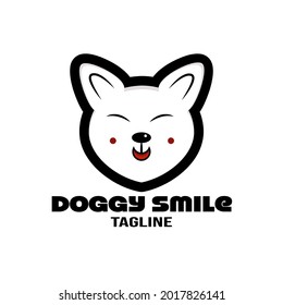 Creative smile Dog animal sign Logo design Template Vector
