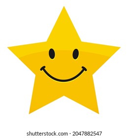 Creative Smile Icon, Holiday Star Shape. Smiling Emoticon Vector Logo. Happy World Smile Day, Happy Emoji Day Congrats. Isolated Abstract Graphic Design Template. Arts Awards Decoration. Animated Star