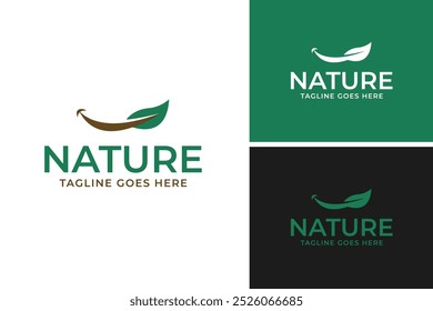 Ícone de sorriso criativo com design de logotipo folha modelo de vetor ideia de ilustração