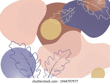 Creative smooth overlapping shapes, silhouette of oak leaves. Summer sale offer. Fashionable art for cover, poster, internet, page, social, media, announcement, greeting, postcard Vector illustration
