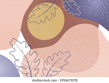 Creative smooth overlapping shapes, silhouette of oak leaves. Summer sale offer. Fashionable art for cover, poster, internet, page, social, media, announcement, greeting, postcard Vector illustration