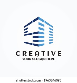 Creative SN letters building  house logo design symbol