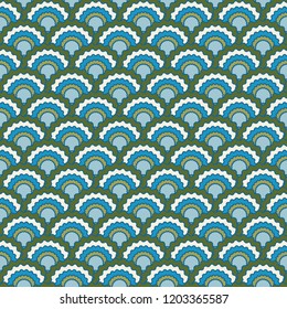 Creative snake skin scales squama background, vector seamless fabric pattern, tiled textile print. Traditional japanese squama scales seamless arc tiles structure. Fabric print pattern.