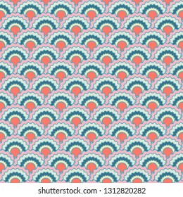 Creative snake skin scales squama background, vector seamless fabric pattern, tiled textile print. Traditional chinese squama scales seamless arc tiles ornament. Snake skin pattern.
