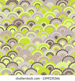 Creative snake skin scales squama background, vector seamless fabric pattern, tiled textile print. Traditional chinese squama scales seamless arc tiles background. Fish skin pattern.