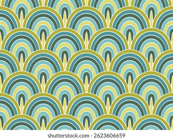 Creative snake skin scales vector repeat ornament. Playful fishscale texture. Tile snake squama print. Artistic reptile scale background. Japanese stylized pattern.